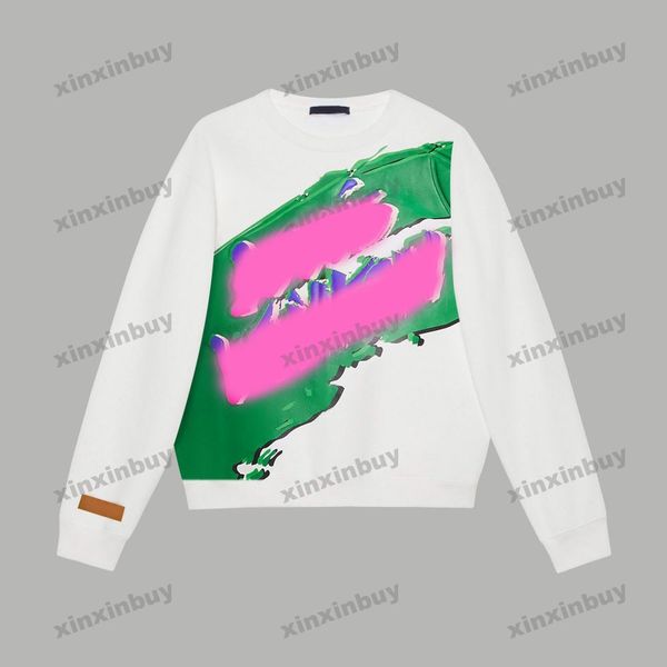 

xinxinbuy men women designer sweatshirt cursive graffiti printing sweater gray blue black white xs-2xl, Black;brown