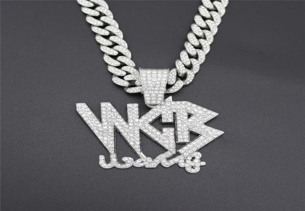 

new bling iced out cubic zircon cuban link chain letter wcb pendant necklace for men hip hop jewelry gift drop4331682, Silver
