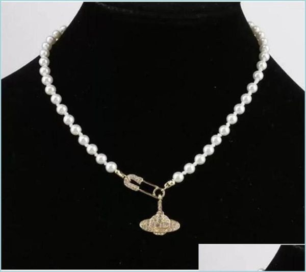 

pendant necklaces luxury fashion satellite planet pearl necklace clavicle chain baroque choker for women drop delivery 2021 jewelr6571844, Silver