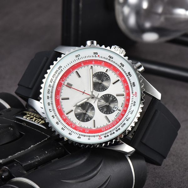 

wristwatches for men 2023 new mens watches six needles all dial work quartz watch luxury brand chronograph clock rubber belt fashion breit n, Slivery;brown