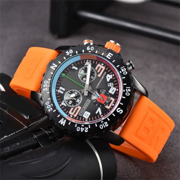 

endurance pro chronograph designer watch men quartz avenger reloj multi color rubber montre homme 44mm luxury watches waterproof glass sb048, Slivery;brown