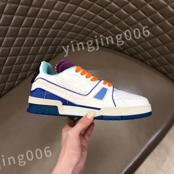

new casual shoes for mens woman trainer men sneakers designer shoes retro black white blue denim leather casual sneaker size 39-44 rd1011