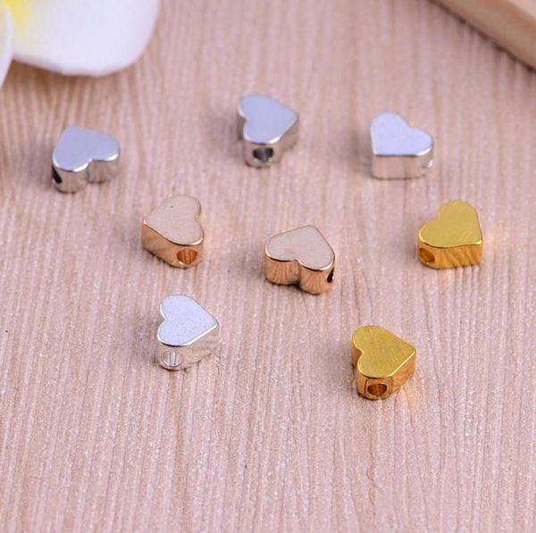 

whole gold silver color mini cute heart charm pendant accessories for bracelet necklace heart pendant diy jewelry making acces6451701, Bronze;silver