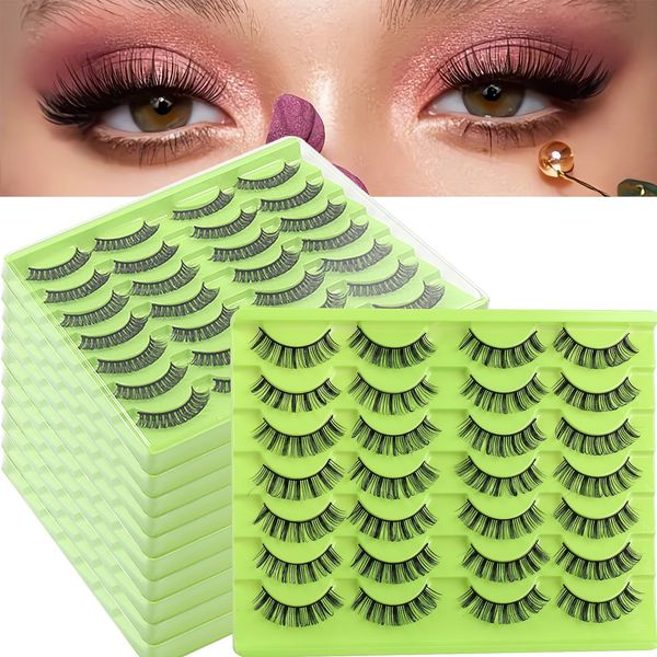 

multilayer thick false eyelashes naturally soft wispy reusable handmade fluffy fake lashes extensions messy crisscross strip lash