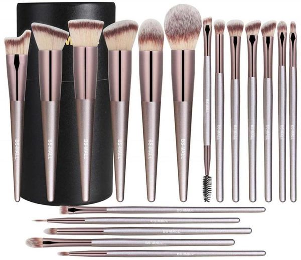 

bsmall makeup brush set 18 pieces of advanced synthetic foundation powder concealer eye shadow blush makeup brush champagne gold 5143865