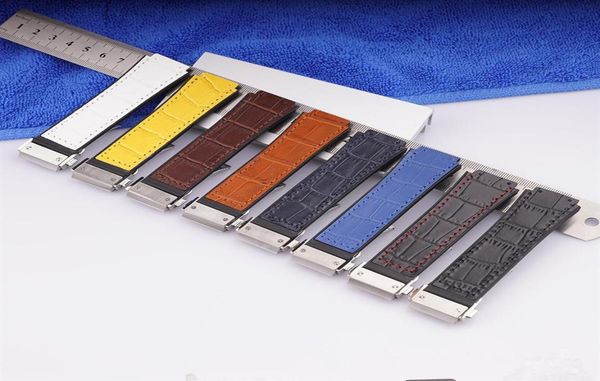 

26 19mm real cow leather rubber watch strap silver gold clasp black for hub strap for big bang belt watch band tools208q8454678, Black;brown