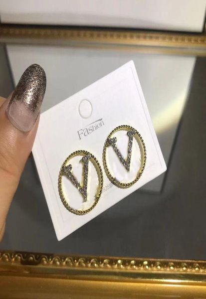 

trendy brand letter earrings diamond charm earrings personality charm earrings europe america rhinestone earring women gift5922804, Golden