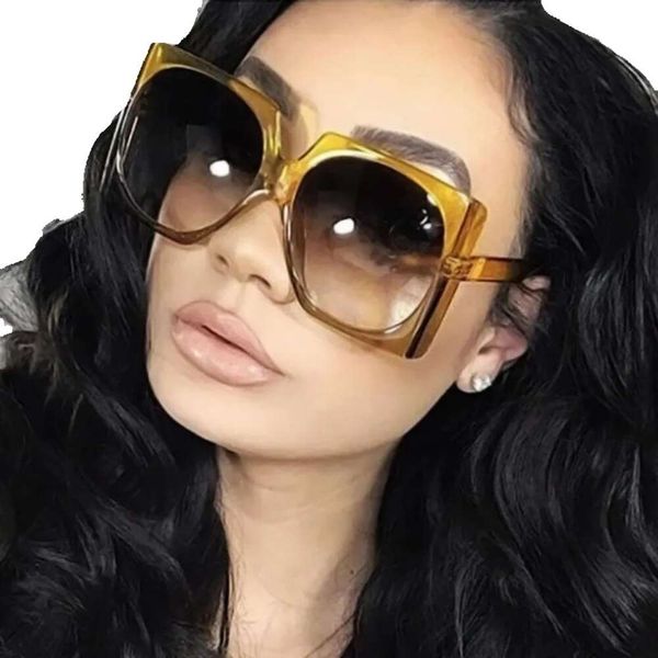 

sunglasses 2023 big square women brand designer retro clear sun glasses for female oversized black shades oculos uv400, White;black