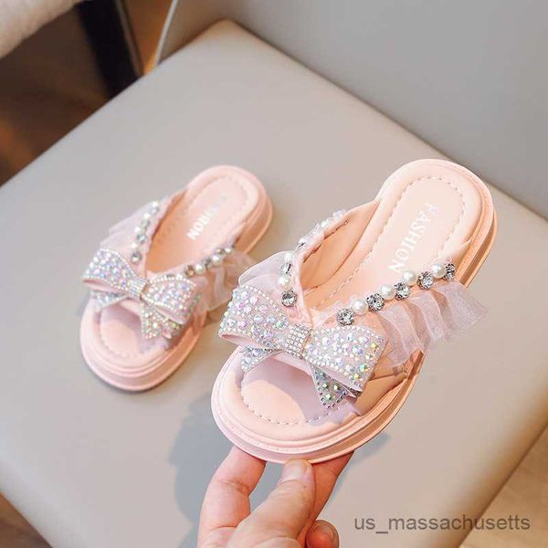 

slipper girls open toe flip flops 2023 summer new little girl princess shoes slippers r230815, Black;grey