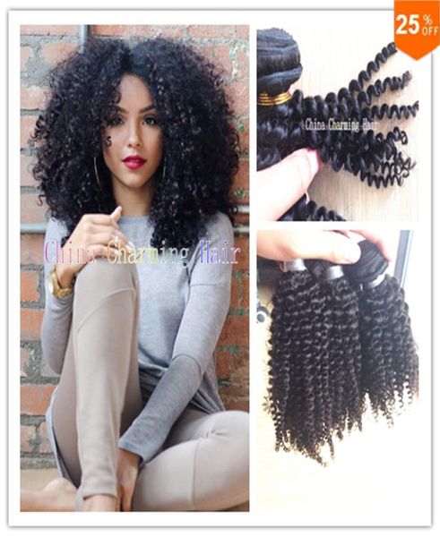 

charming hair weaving curly brazilian afro kinky curly 3pcs bundles unprocessed jerry curl human virgin hair weave bohemian hair9932384, Black