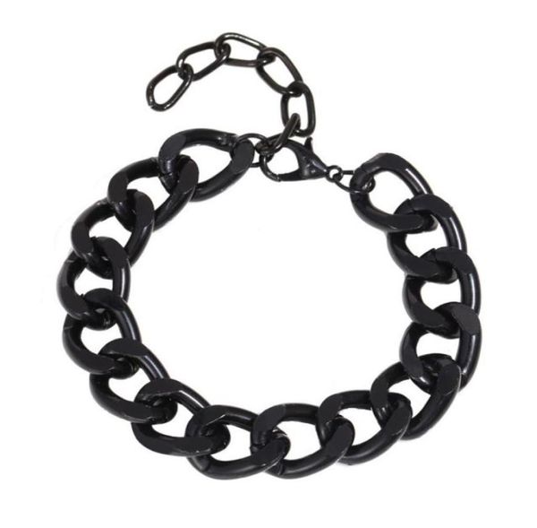 

punk alloy thick black chain bracelet for women men unopen adjustable rock street jewelry accessories 5195352585887307558