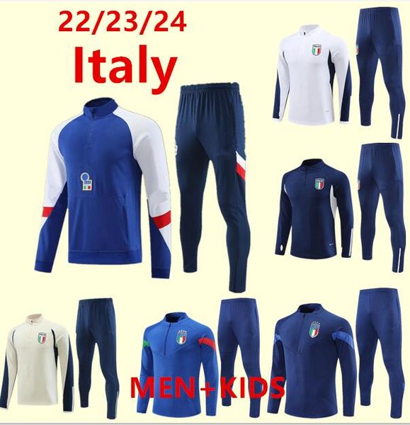 

23 24 italian sportswear half zipper jacket training wear soccer 22/23 italian men football sportswear set tracksuit, Black