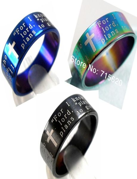 

50pcs jesus mix bible english lords prayer stainless steel ring whole jewelry lots jeremiah 29111552947, Silver
