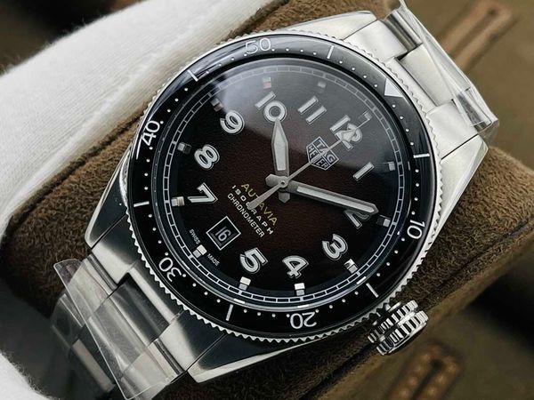 

superclone autavia watch for men tag heur watches mechanical movement 0663 montre tag aquaracer de luxe with box, Slivery;golden