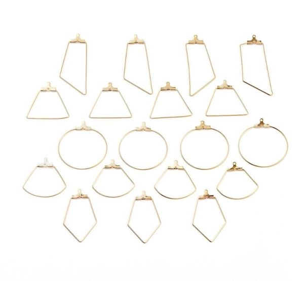 

about 20pcsbox 304 stainless steel hoop earrings rhombus trapezoidsectorringtrapezoid for dangle earring jewelry making9601973, Golden;silver