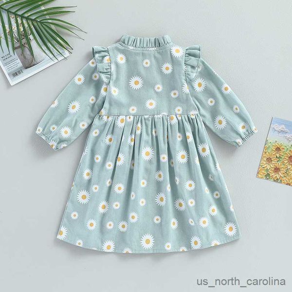 

girl's dresses new spring autumn kids girls casual dress flower print button long sleeves princess dresses children clothing cotton dre, Red;yellow