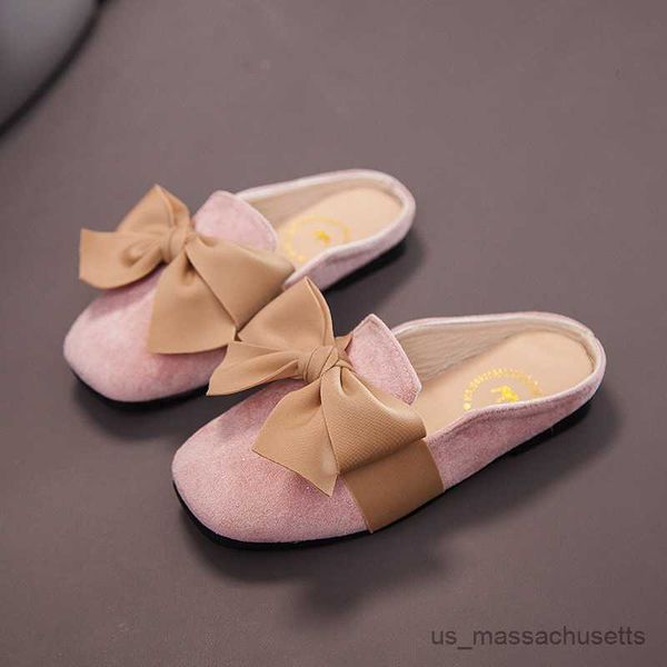 

slipper girls sandals summer kids fashion princess style non-slip solid beige with cute slippers drop low r230815, Black;grey