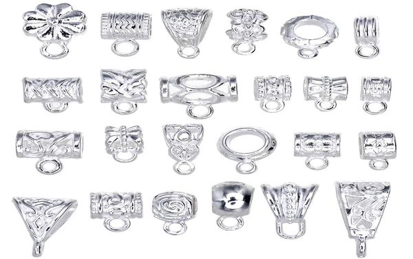

24pcs mix tibetan white silversilver color connectors bails big hole beads fit european charm bracelet pendant4338222, Black