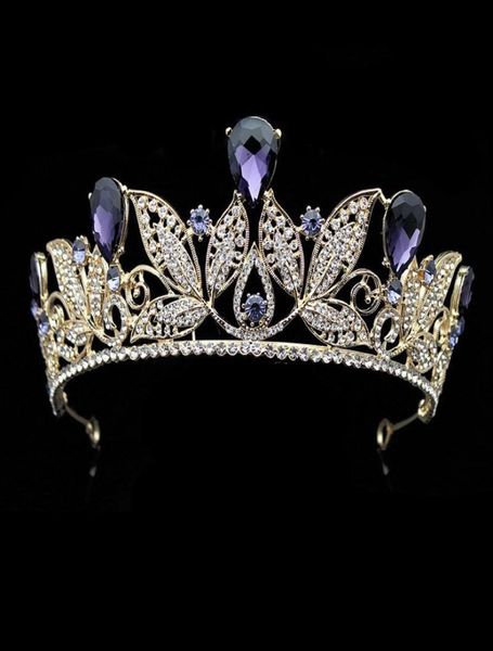 

charming purple crystal bridal crown tiaras headbands magnificent rhinestone diadem for princess queen wedding hair accessories c12186479, Slivery;golden