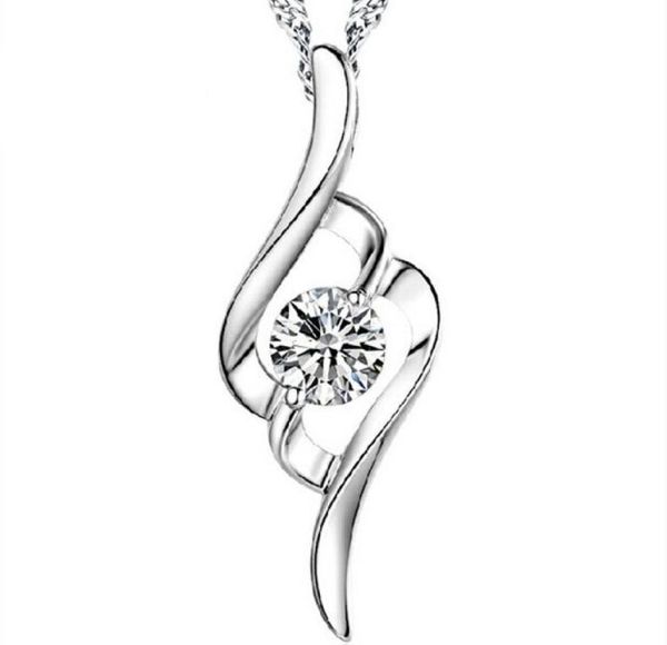 

925 sterling silver pendant necklace austrian crystal love heart pendant water necklace silver color wedding jewelry for women new2978608