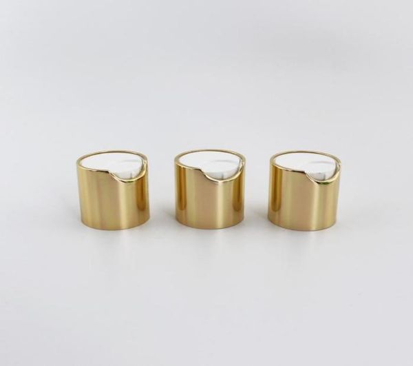 

100pcs silver disc caps with aluminum collar 24410 aluminum plastic bottle container cap push pull press caps4578385