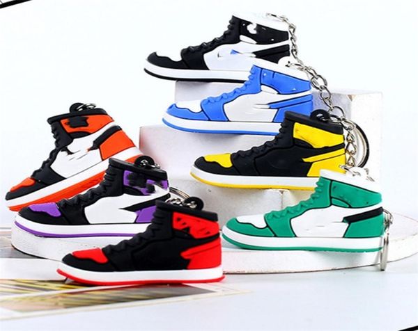 

mini silicone sneaker keychain woman men kids key ring holders gift designer shoes keychains handbag car key chain basketball shoe3290989, Blue