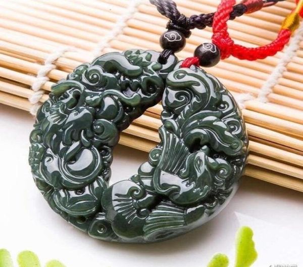 

select hetian jade qingyu dragon phoenix pendant lovers a72061275707430402, Silver