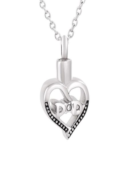 

ijd9850 2pcslot hollow heart cremation urn necklace human ashes memorial ash keepsake pendant necklace funeral jewelry with cryst2406060, Silver