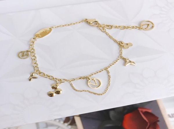 

chain bracelets stainless steel fashion women bangle enamel 18k gold plated bracelet wristband cuff chain lovers gift wedding jewe9610833, Black