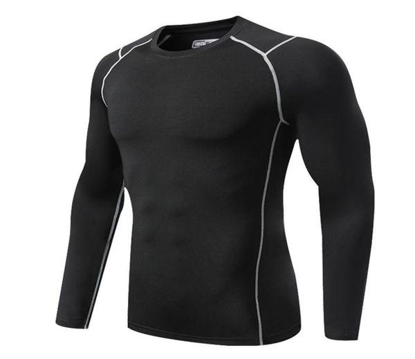 

workout shirt men compression quick dry running t shirt fitness gym long sleeve tight sport for mens training shirts229m7634583, Black;blue