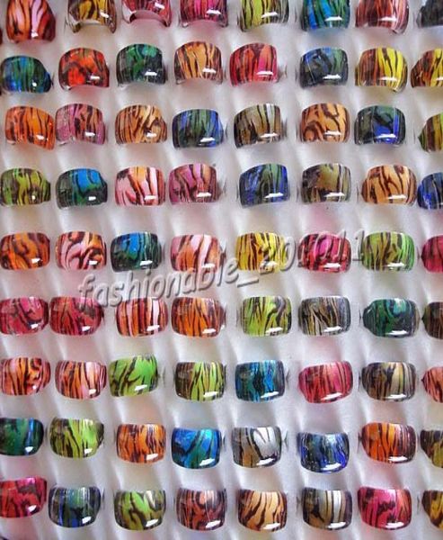 

100pcs square leopard skin mix resin rings whole cute jewelry5633648, Silver