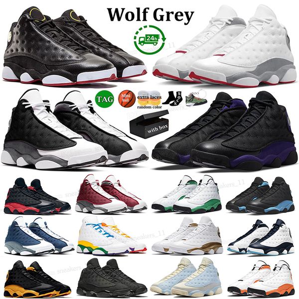 

jumpman 13 men basketball shoes 13s wolf grey blue playoffs toe french brave del sol obsidian court purple red flint black cat hyper royal t