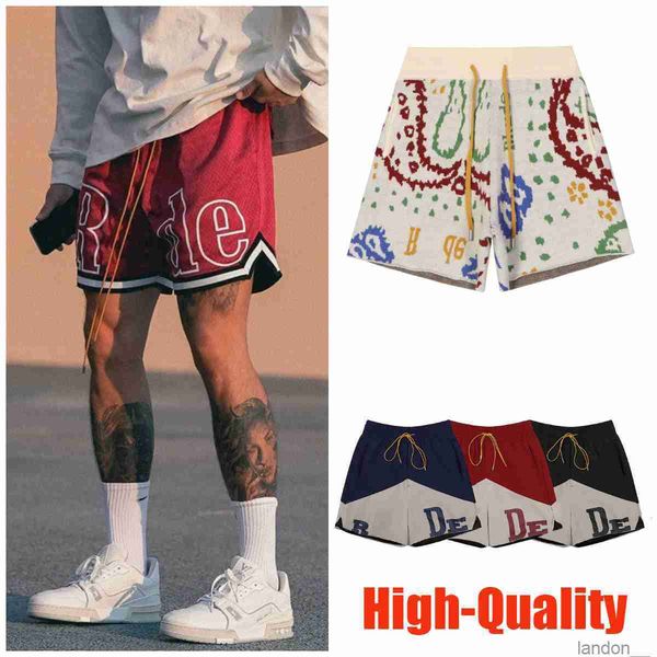 

designer men rh limited rhude shorts summer swim short knee length hip hop high street sports training beach pants mens elastic waist workou, White;black