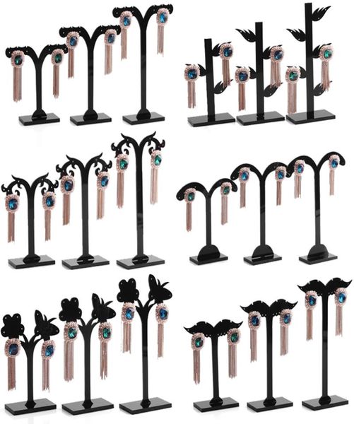 

black acylic earring tree shaped display stand holder fashion threepiece goat horn small earring display rack storage7129929, Black;white