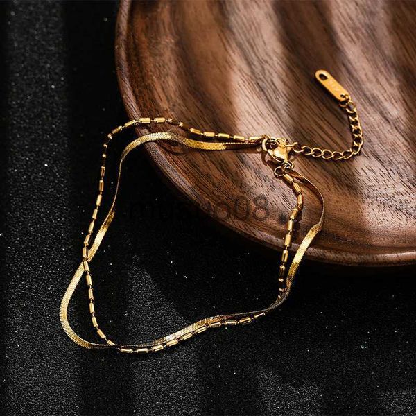 

anklets fashion jewelry stainless steel women's anklet women's jewelry multilayer gold colour anklet j230815, Red;blue