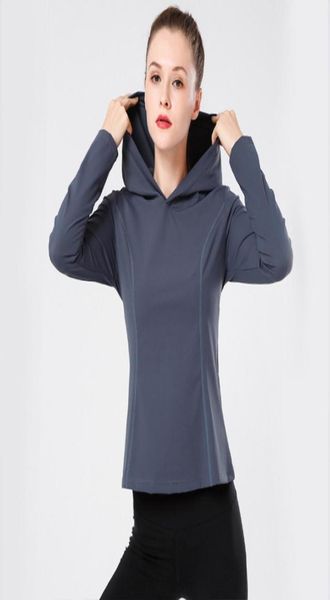 

06 women body building running hooded hoodie womens sports coat long sleeve yoga jacket elastic slim yoga sport shirt6708610