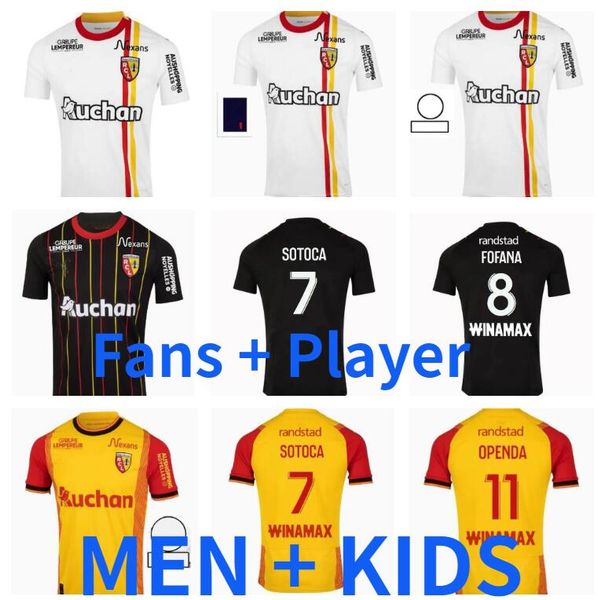 

maillots rc lens soccer jerseys 23 24 kakuta ganago sotoca fofana frankowski doucoure kalimuendo 2023 2024 football shirts men kids kits fan, Black;yellow