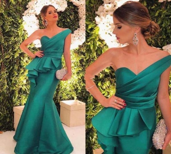 

modern one shoulder evening party gowns with peplum ruched long prom dresses mermaid mother of the bride dress7376167, Black;red