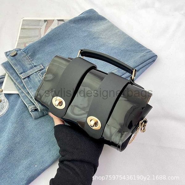 

spliced transparent bag for 2023 new fashion simple handheld small contrast color one crossbody jelly square bagstylishdesignerbags