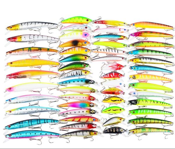 

53pcslot fishing lure mixed 7 models bassbaits 53 color minnow lure crank baits mix fishing tackle6870499