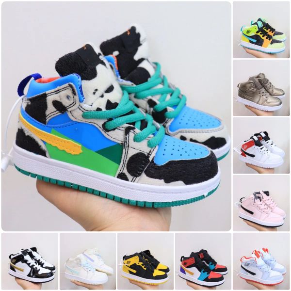 

kids shoes jumpman 1 high og basketball 1s children cows silvery shoes youth baby boys designer toddler baskets infants sneakers t'&#03, Black