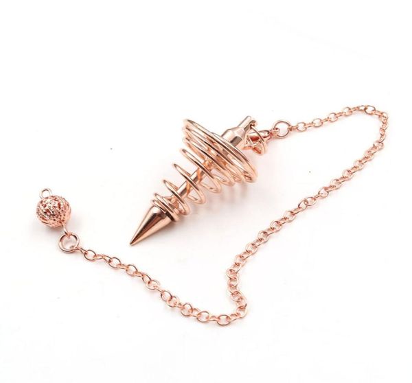 

10 pcs trendy pendant many colors spiral metal cylinder pendulum for dowsing link chain unique jewelry1401668, Silver