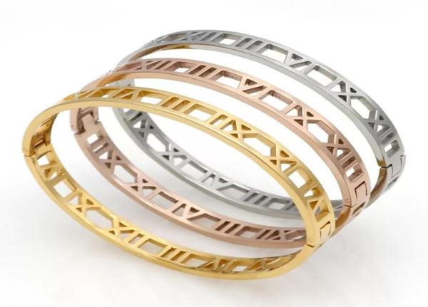 

fashion silver stainless steel shackle roman bracelet jewelry rose gold bangles bracelets for women bracelet1404362, Golden;silver