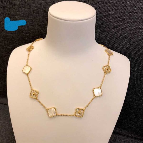 

10 necklace fashion clover necklace charm 18k rose gold silver plated pendant for women girl valentine's engagement designer jewelry{ca