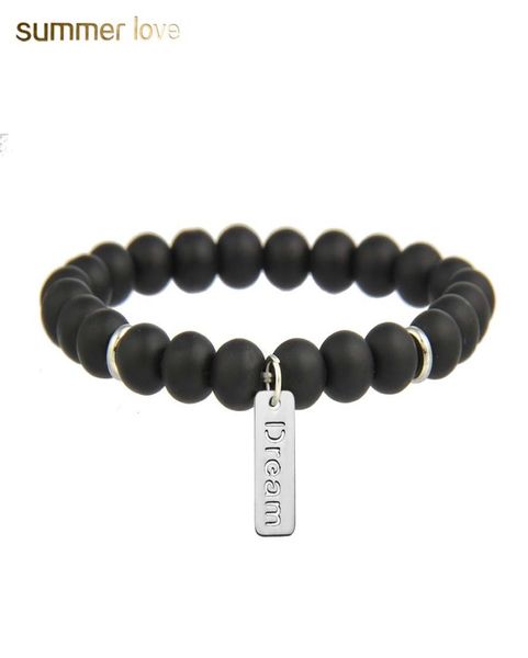 

8mm black matte beads natural stone bracelets for men elasticity bracelet with anchor dream faith charm bracelets designer jewelry2625131