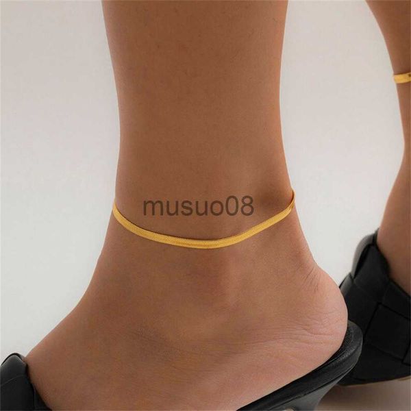 

anklets classic snake chain anklet for women fashion adjustable gold silver color stainless steel foot jewelry birthday gift j230815, Red;blue