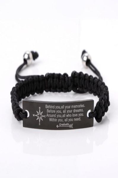 

bangle 316 stainless steel graduated bracelet student boy black rope adjustable man wish to son brother friend jewelry gift95135304961990