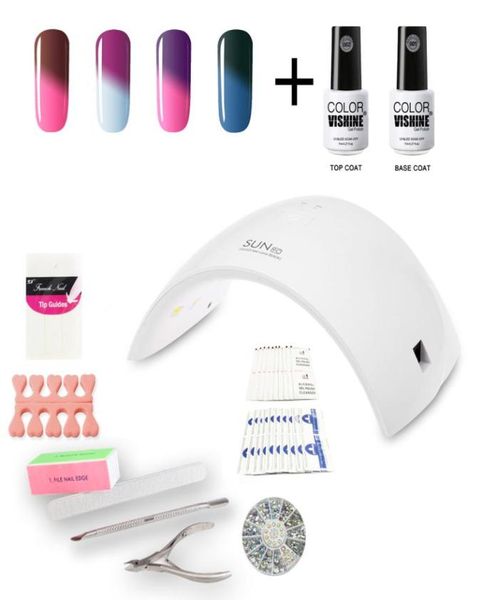 

whole nail gel polish starter kit set sun9c 36w led lamp 4 colors soak off gel polishbase coatcleanserremovers full m1696739