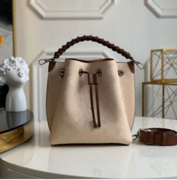 

fashion bags spring and summer leather women's bags new luxury designer drawstring splicing hollow large capacity shopping bags bucket