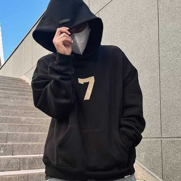 

season 7 main line fog number flocked sweater red hoodie coat, Black;brown